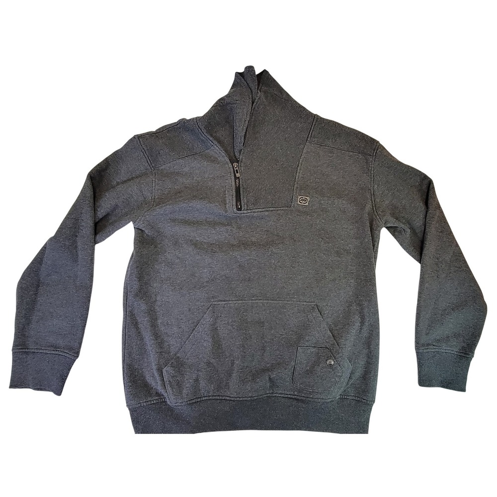 ECKO‎ UNLTD Men's Charcoal Gray Mock Neck Half Zip Pullover Sweatshirt Large